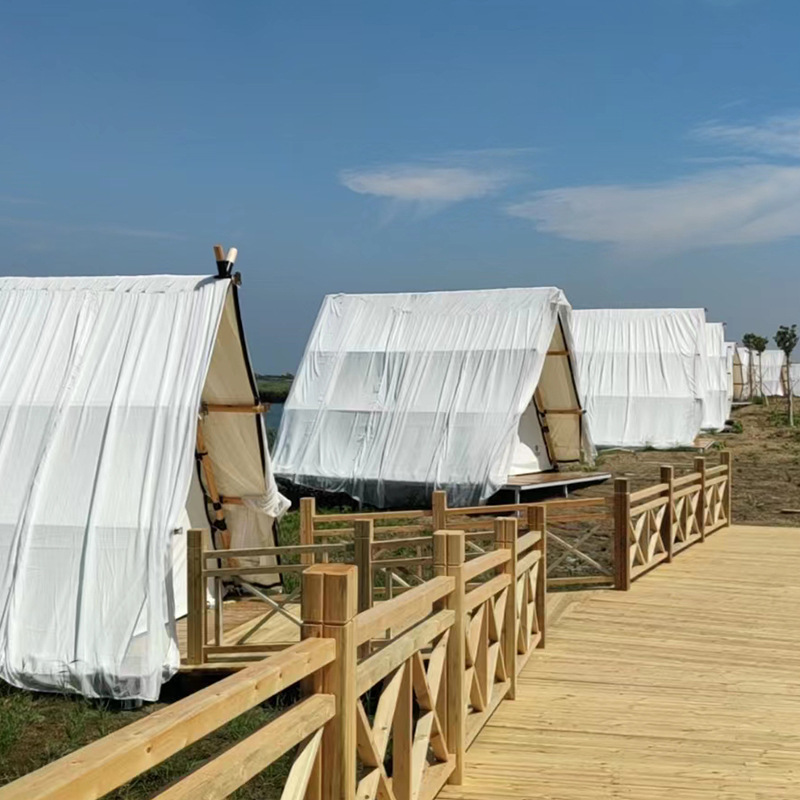 大型三角帐篷野奢网红露营浪漫婚礼帐篷野营简约民宿餐厅酒店帐篷